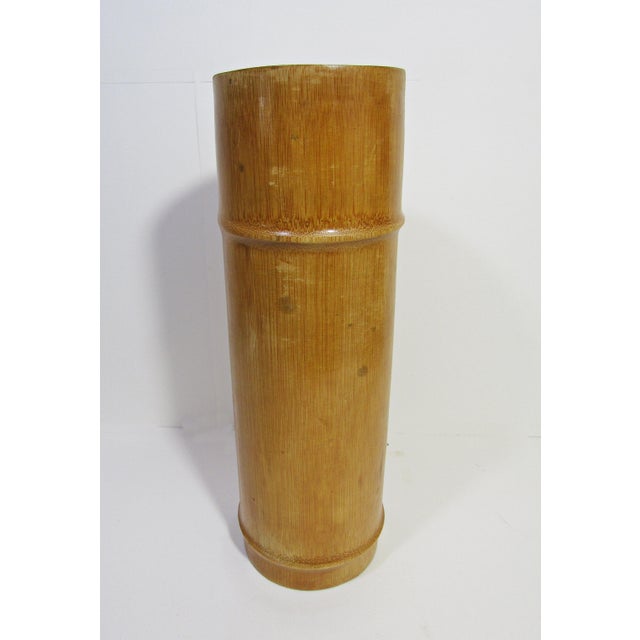 Vintage Chinese Bamboo Brush Pot – Hand-Painted Calligraphy “Blessing With Sea & Sky” – Scholar’s Desk Decor For Sale In Austin - Image 6 of 9