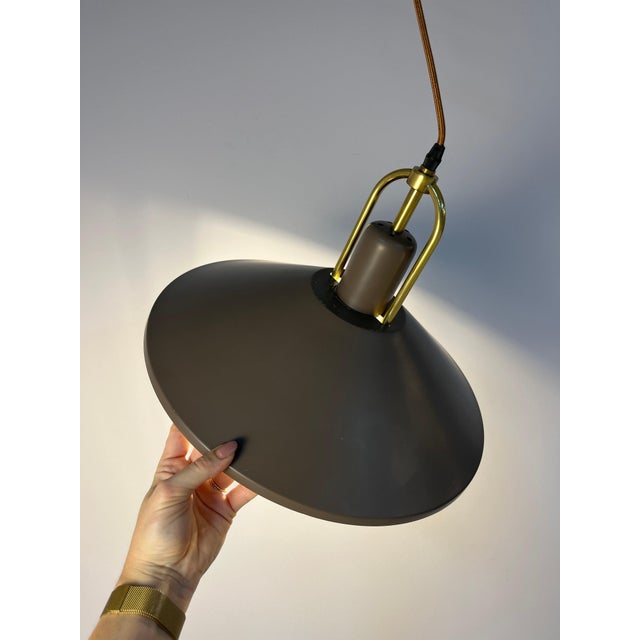 Metal Brown Hanging Lamp with Brass Bracket from Belid For Sale - Image 7 of 11
