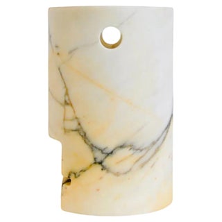 Handmade Short Cylindrical Face Vase in Paonazzo Marble from Fiam For Sale