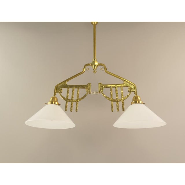 Art Deco Viennese Brass Hanging Lamp, 1920s For Sale - Image 10 of 18