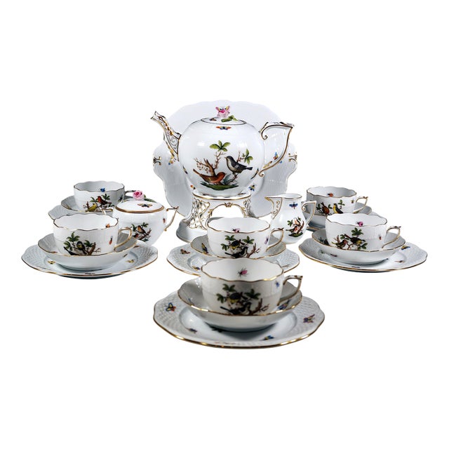 Rothschild Oiseaux Tea and Dessert Set for Six Persons from Herend, Set of 23 For Sale