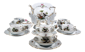 Rothschild Oiseaux Tea and Dessert Set for Six Persons from Herend, Set of 23