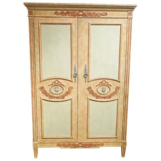 Baker Directoire Style Paint Decorated Armoire For Sale