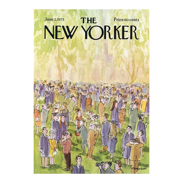 1975 Vintage New Yorker Magazine Cover, June 2, James Stevenson Cover Art, Graduation For Sale