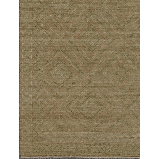 Measures:12'3 x 16. Large Modern Geometric Rug in Muted Olive, Coral, and Subtle Earth Tones. Keivan Woven Arts / rug...