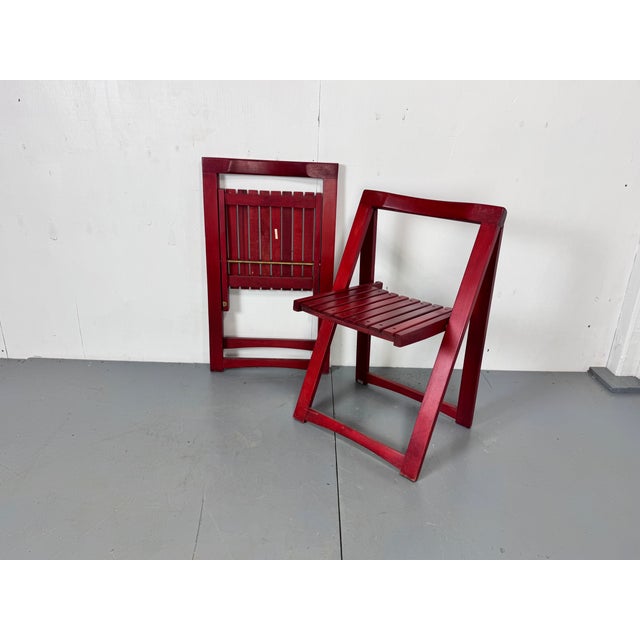 Red Mid-Century Italian Red Foldable Chairs by Aldo Jacober for Bazzani, 1960s, Set of 2 For Sale - Image 8 of 12
