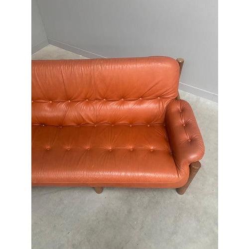 Brutalist Brazilian Leather Lounge Sofa, Germany, 1960s For Sale - Image 12 of 15