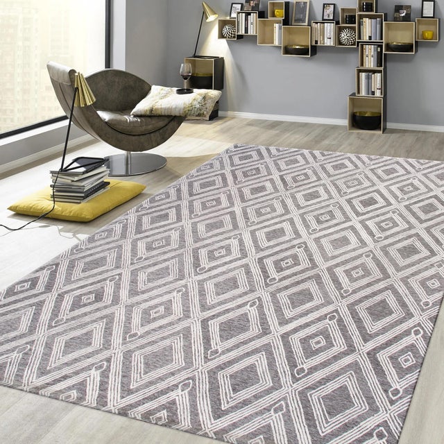 Pasargad Home Modern Silver Area Rug- 5' 0" X 8' 0" For Sale In New York - Image 6 of 6