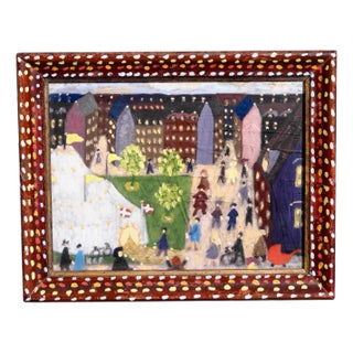 Naivistisk Circus in Town Painting For Sale