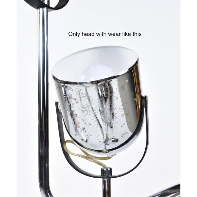 1970s Goffredo Reggiani Style Italian Modern Chrome Spotlight Table Lamp For Sale - Image 10 of 11
