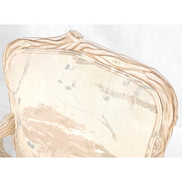 Drexel Faux Carved Twig Wood & Eye Theme Arm Lounge Fireside Arm Chairs White Wash MINT For Sale - Image 4 of 16