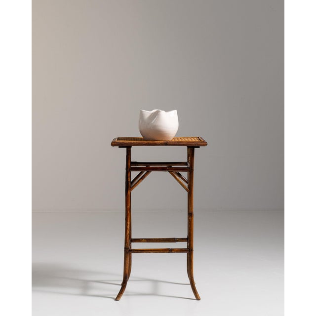 1900-1909 France Warm Honey Bamboo Faux-Bamboo Side Table For Sale - Image 4 of 11
