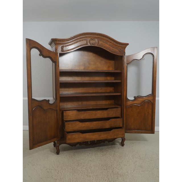 Traditional Walnut Country French Two-Door Armoire Wardrobe Cabinet For Sale - Image 3 of 18