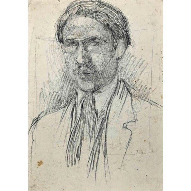 Portrait, Original Drawing in Pencil, Early 20th-Century For Sale