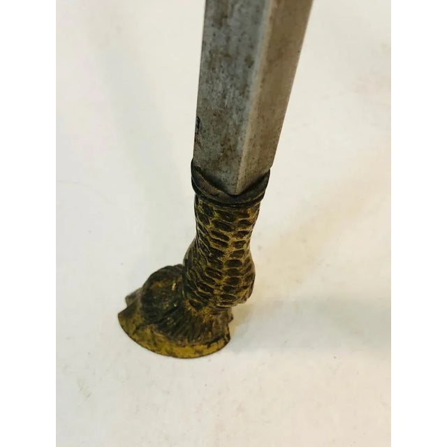 1970s Brushed Steel and Brass Rams Head Console in the Manner of Maison Jansen For Sale In Philadelphia - Image 6 of 7