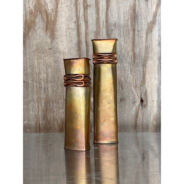 Copper Vintage Thomas Roy Markusen Sculptural Metal Vases – Set of 2 For Sale - Image 8 of 13