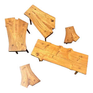 Collection of Five Slab Tables, Bench, Coffee Table, Side Table 1974 - Set of 5