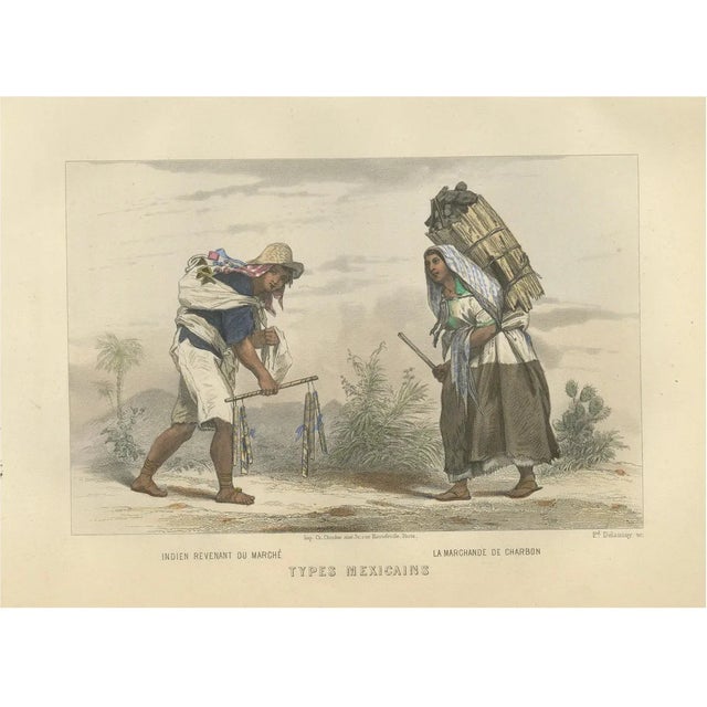 After Gustave Janet, Mexican Market Vendor and Charcoal Seller, 1867, Engraving For Sale