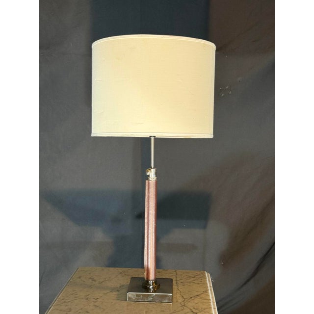 2000 - 2009 2000s Rose Bronze and Chrome Table Lamp With Cream Shade For Sale - Image 5 of 5