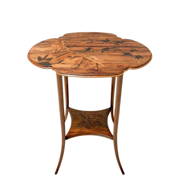 Early 20th Century Art Nouveau Walnut Marquetry Side Table by Émile Gallé, France, 1900s For Sale - Image 5 of 10