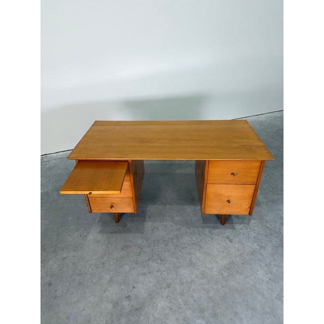 Wood 1960s Mid Century Paul McCobb Double Pedestal Desk For Sale - Image 7 of 10