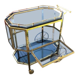 1950s Hollywood Regency Bronze & Brass Bar/Tea Cart For Sale