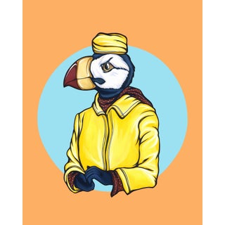 Cocktails by Kaitlin Ziesmer | Acryla gouache on paper Illustration of a bird in a yellow jacket. For Sale