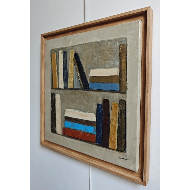 Contemporary Point D’équilibre, Contemporary Abstract Bookshelf Oil Painting, Framed by Sophie Dumont For Sale - Image 3 of 10