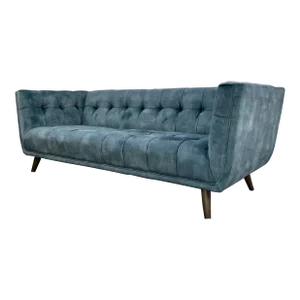 Modern Tufted Turquoise Tufted Velvet Sofa