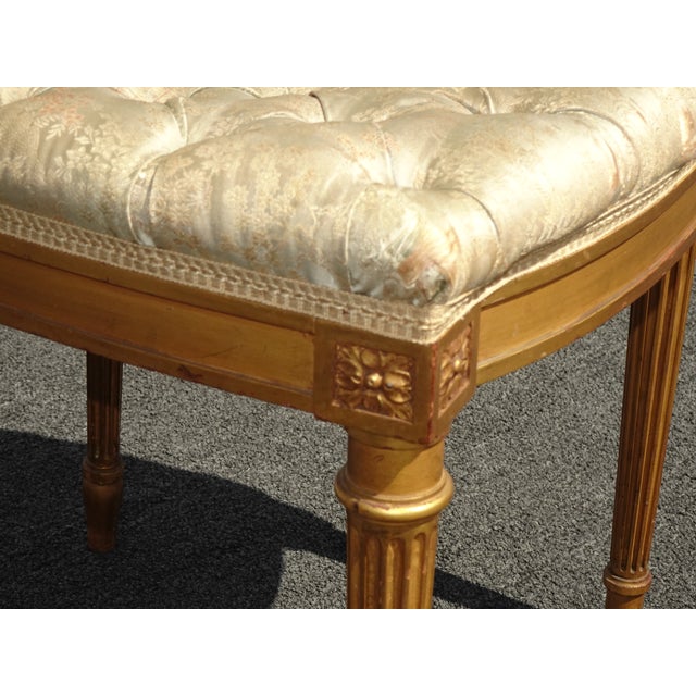 Vintage French Provincial Gold Tufted Accent Chair ~ Vanity Chair For Sale - Image 10 of 12