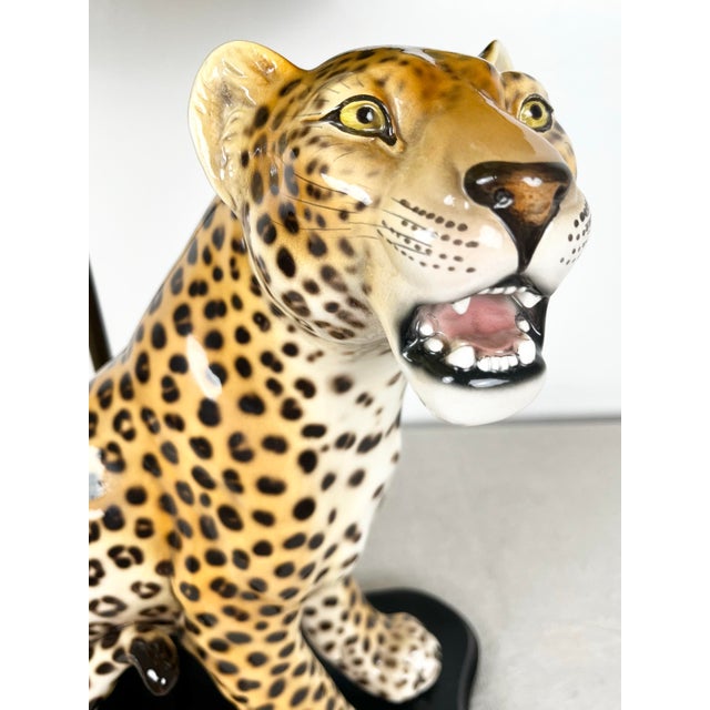 Mid-Century Modern Mid Century Ceramic Leopard Lamp For Sale - Image 3 of 12