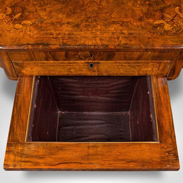 1900s Antique Victorian English Walnut Ladies Work Table For Sale - Image 12 of 13