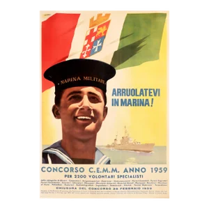 1959 Italian Navy Poster - Arruolatevi in Marina! (Join the Marines!)