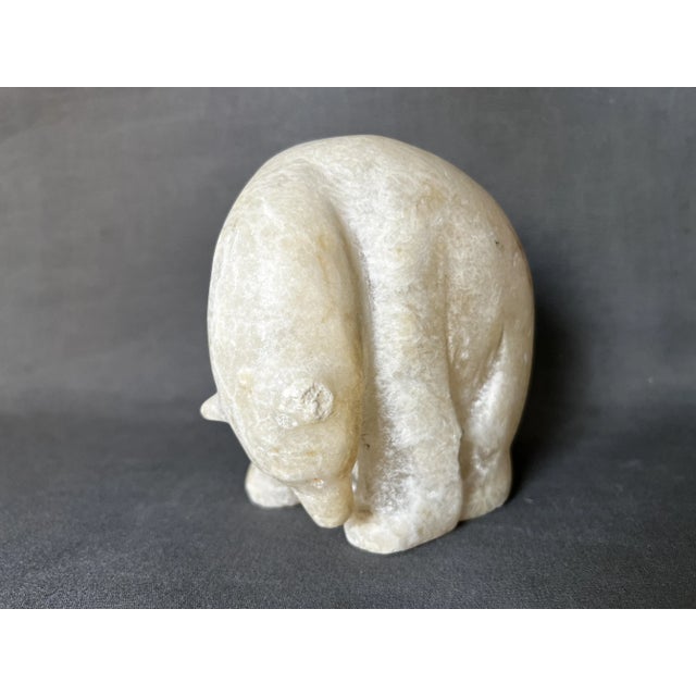 Polar Bear Hand Carved in Alabaster, 1950 For Sale - Image 3 of 10