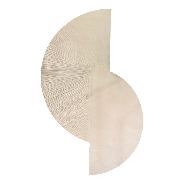 Light Beige Finished Carved Wood Wall Sculpture For Sale