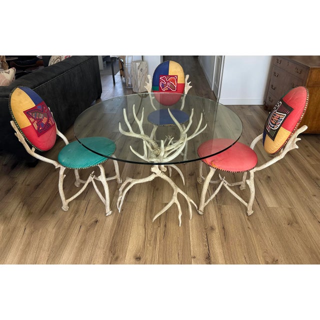 Here is a rare and hard to find, 1970s faux-antler table with 4 chairs by Arthur Court Designs. Most that exist have been...