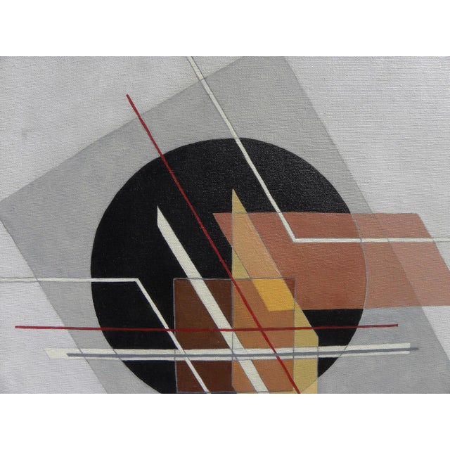 1970s 1970s Contemporary Suprematism Style Abstract Painting Signed For Sale - Image 5 of 12