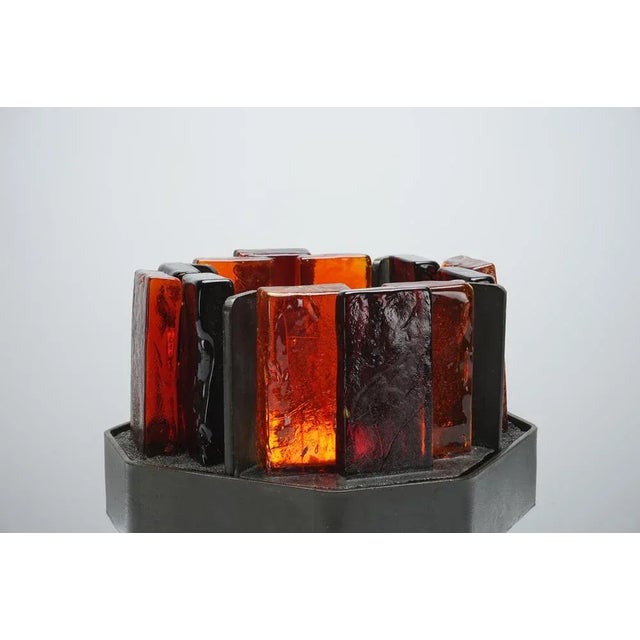 Jacques Avoinet Glass and Iron Table Lamp, 1950s For Sale - Image 4 of 9