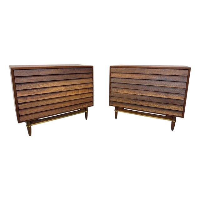 Mid-Century Modern Dania Walnut Bachelor Chests - Set of 2 For Sale