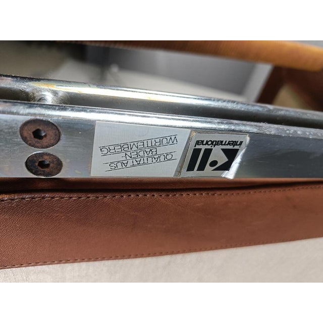 Mid century minimalist design two seater sofa designed by Fabricius & Kastholm for Kill International. Chromed steel frame...