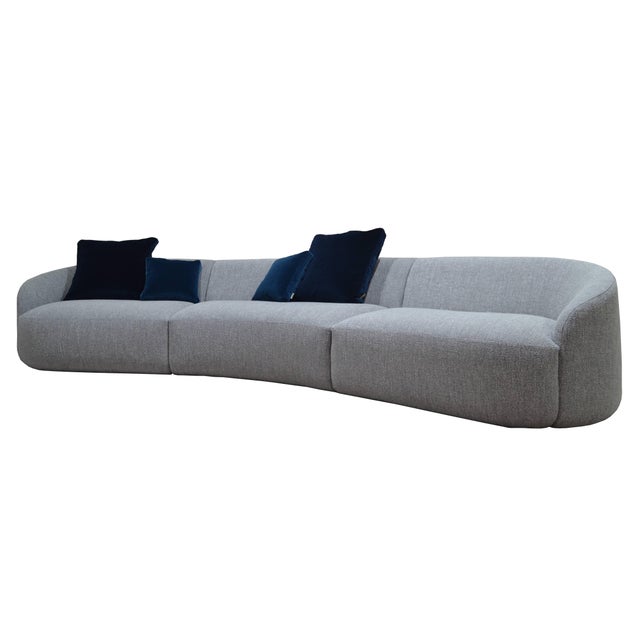 Curved Sectional Sofa in Grey Boucle by Kabinet For Sale - Image 9 of 9