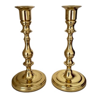 Vintage Baldwin Brass Candlesticks – Classic Traditional Pair For Sale