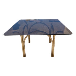 Vintage Italian Smoked Glass and Brass Table, 1970s For Sale