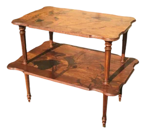 Double Tray Tea Table in Marquetry by Émile Gallé
