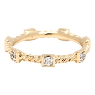 David Yurman Diamond Cable Band Ring, 18k Yellow Gold, Ring Size 5 For Sale