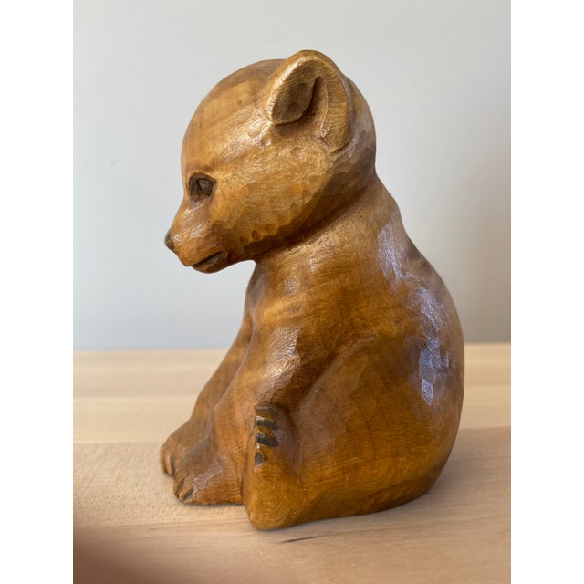 Figurative Hand Carved Swiss Baby Bear Figure by Schweizer Heimatwerk For Sale - Image 3 of 13