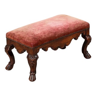 19th Century Queen Anne English Walnut Stool, 1870 For Sale