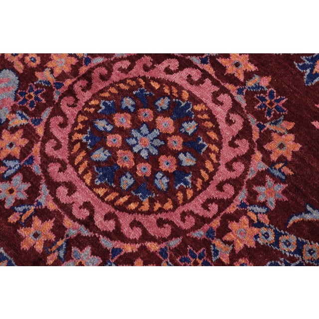 Boho Chic Ziegler Red/Blue Wool Runner Rug- 9'11'' X 10'3'' For Sale - Image 4 of 10