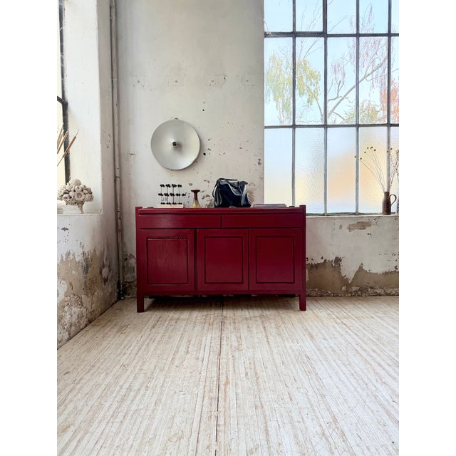 Vintage Red Lacquered Sideboard in Wood, 1970 For Sale - Image 10 of 18