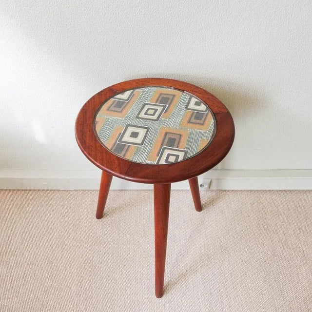 Mid-Century Modern Vintage Portuguese Three Leg Side Table from Altamira, 1950s For Sale - Image 3 of 13